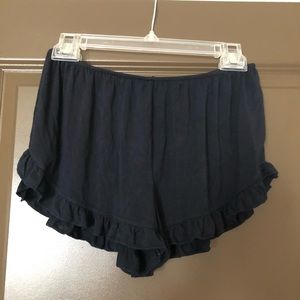 Brandy Melville Navy Blue Ruffle Shorts